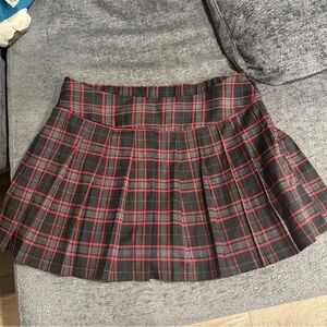 Source Unknown Red and Black Plaid Mini Skirt